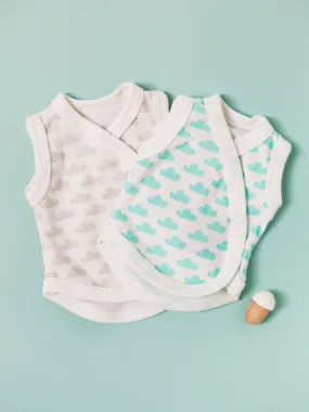 2 Pack Incubator Vest Set, Mint & Silver Cloud, Organic Cotton