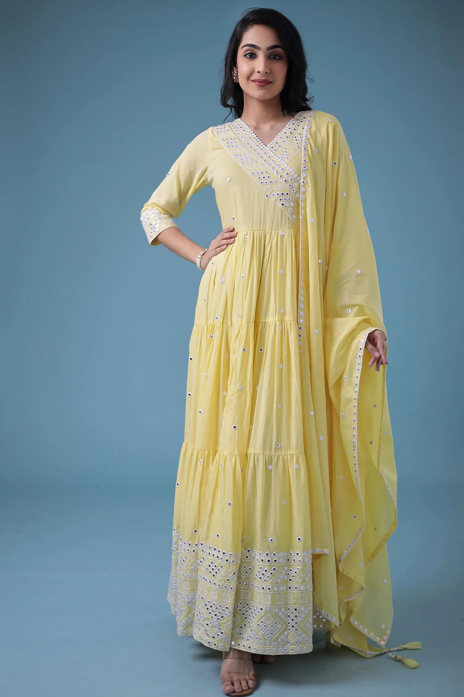 Anarkali Chanderi Suit with Embroidered work