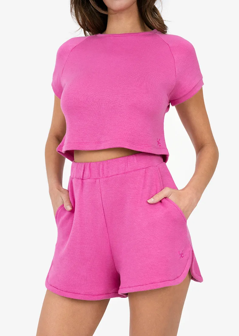 Club LC Scalloped Sweat Short Fuchsia