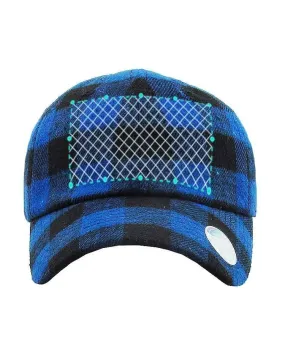 Embroidered Blue Plaid Dad Hats