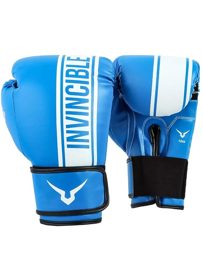 Invincible Tejas Fitness Training Synthetic Leather Boxing Gloves for Men & Women (Blue-White)